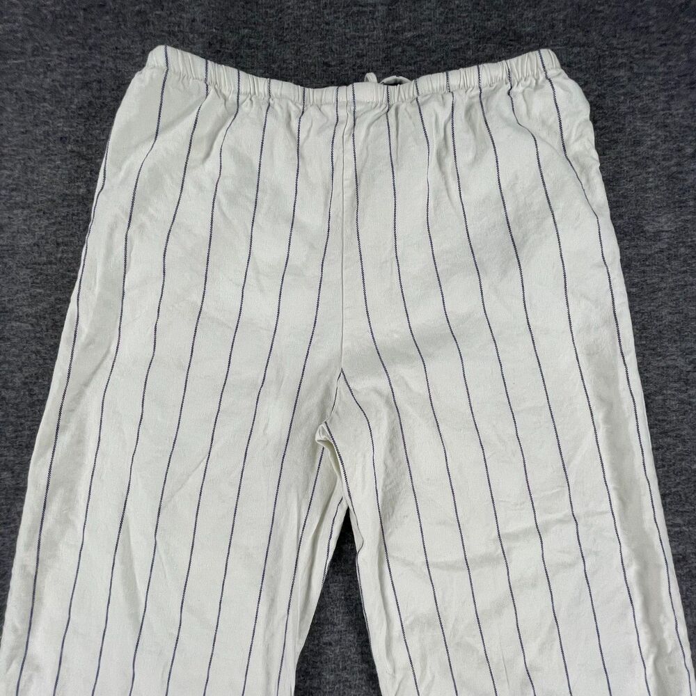 Zara Linen Blend Striped Wide Leg Pants L Pinstripe Pull On Boho Coastal Beach - Picture 11 of 14